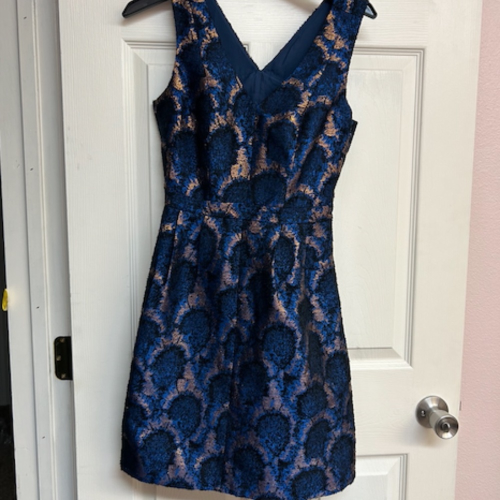J. Crew blue midi peacock dress, size 00